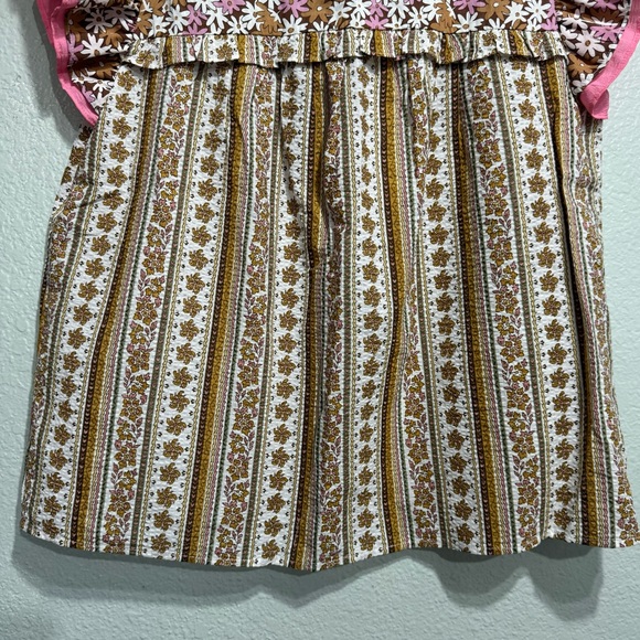 New THML Floral Cottage Short Sleeve Ruffle Cotton Top Size Medium - Picture 5 of 12